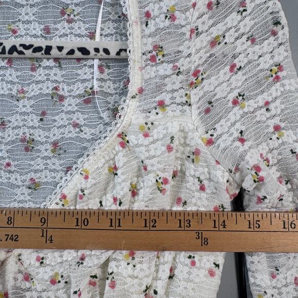 Self Esteem NWT Women's L Long Sleeve Floral Ditsy Tie Front Top - Picture 6 of 8